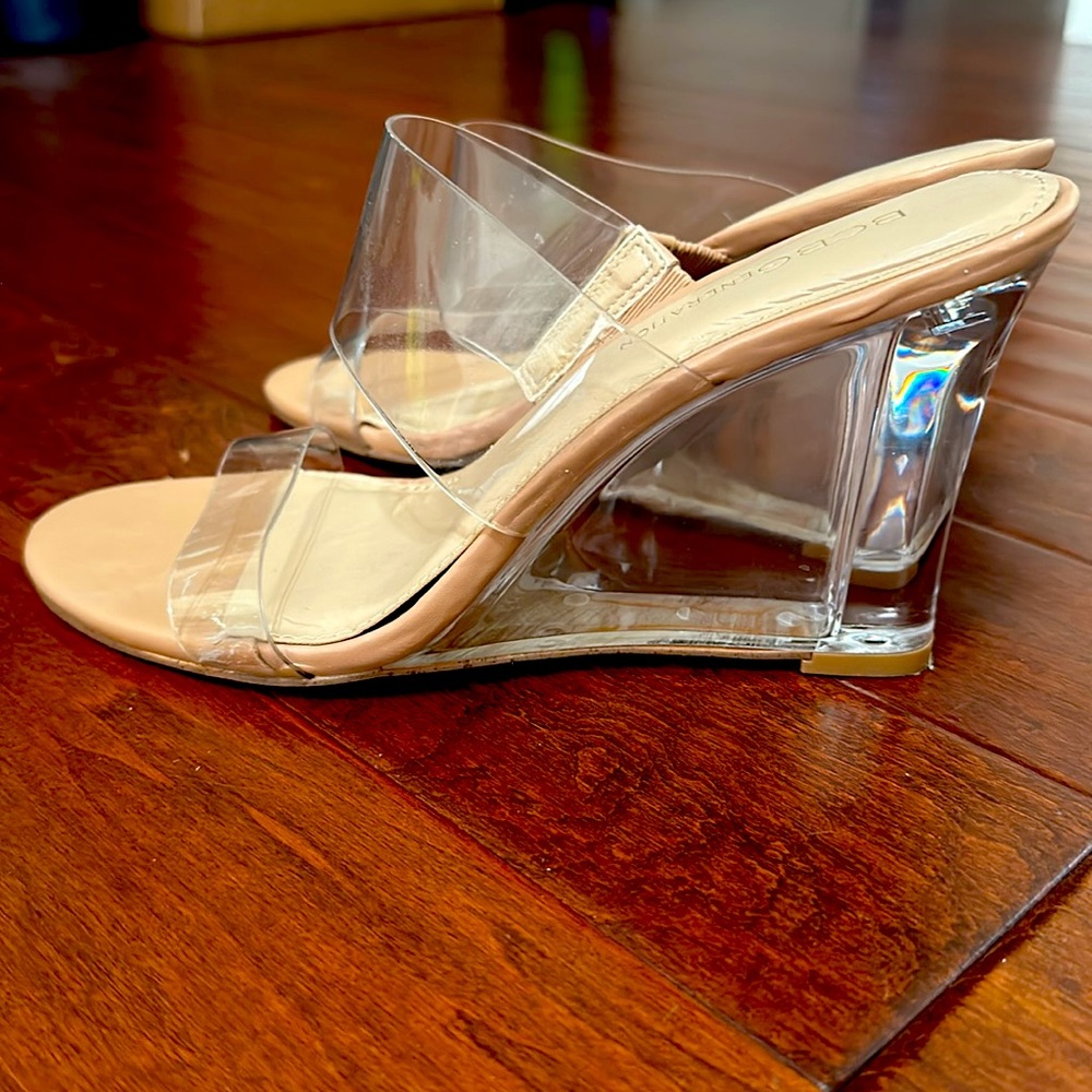 BCBGeneration Clear Wedge Sandals